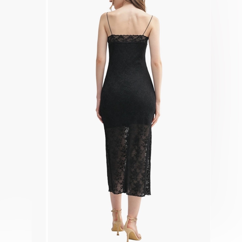 NWT Black Lace Slip Midi Dress - Picture 2 of 3